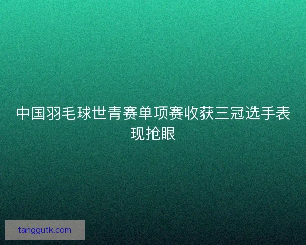 中国羽毛球世青赛单项赛收获三冠选手表现抢眼