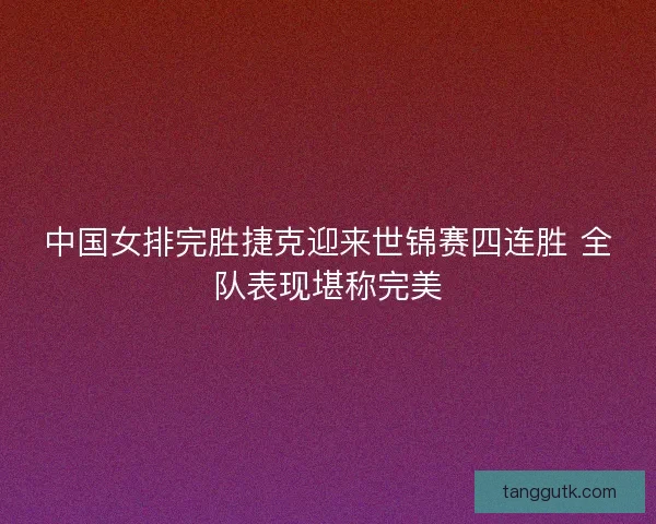 中国女排完胜捷克迎来世锦赛四连胜 全队表现堪称完美